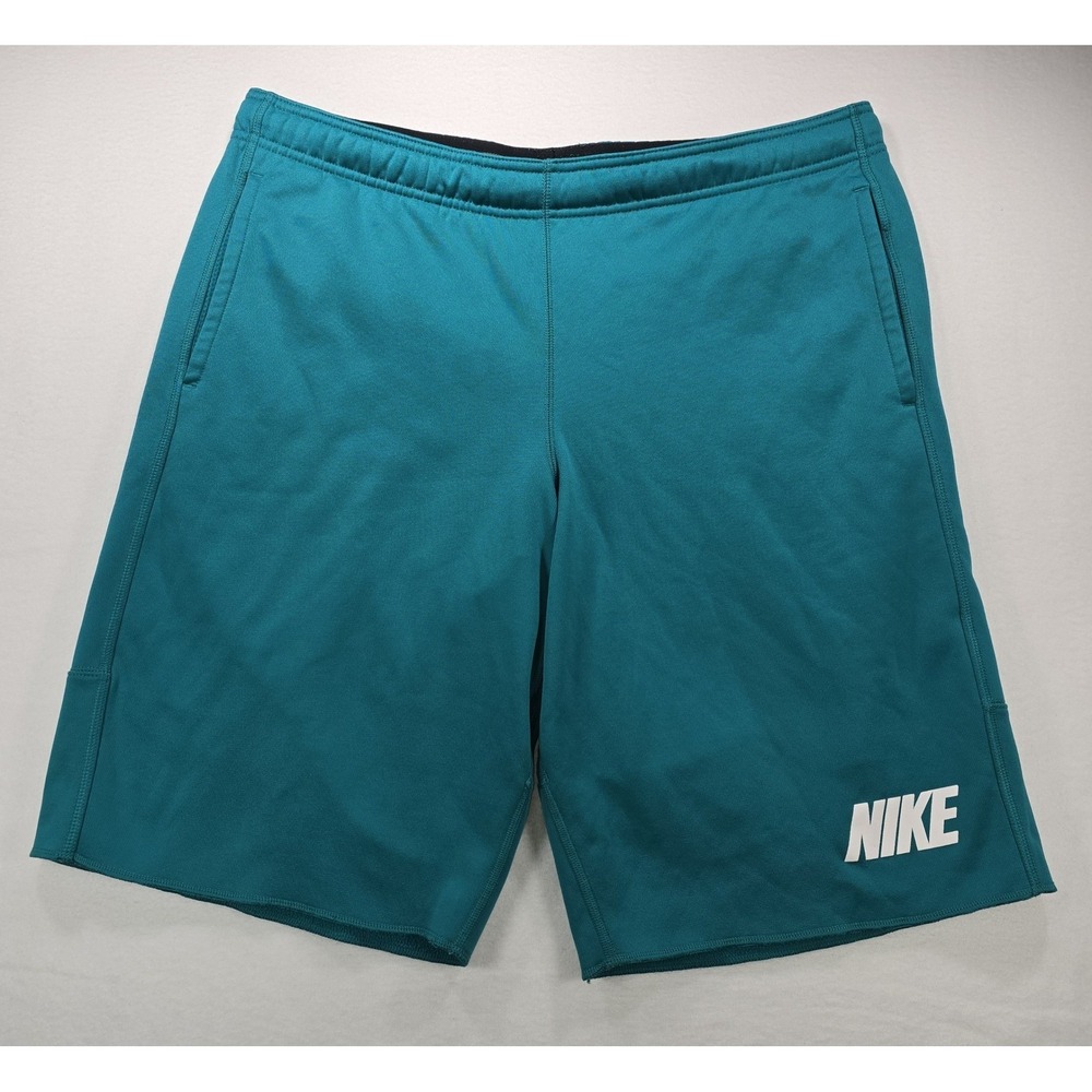 Nike‎ Therma-FIT Mens Fleece Training Shorts Teal Blue Size Large